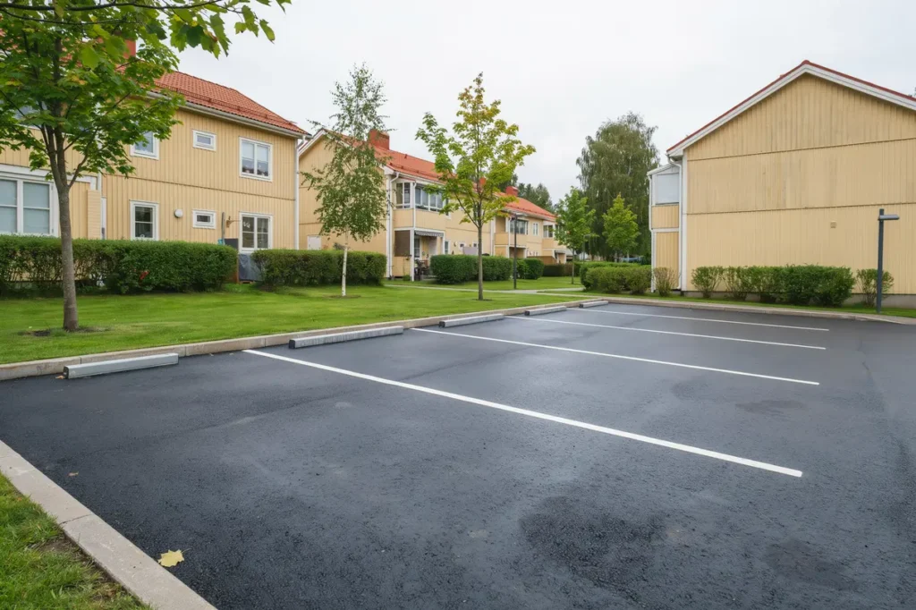 ombyggnad av parkeringsyta med asfaltering och dagvattenbrunnar i m rsta